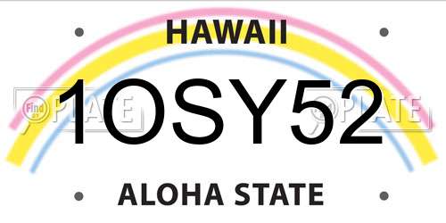 1OSY52 Hawaii License Plate