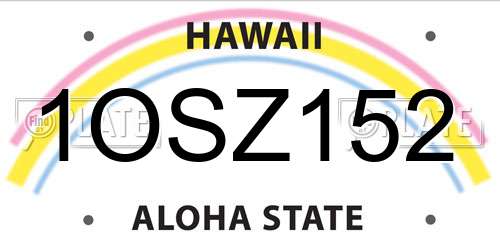 1OSZ152 Hawaii License Plate