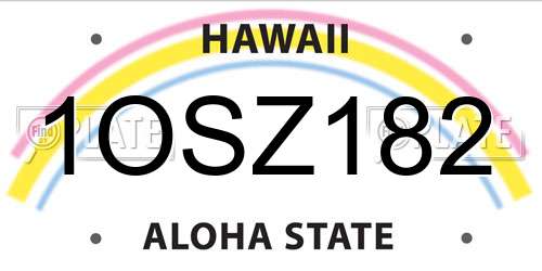 1OSZ182 Hawaii License Plate