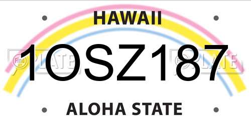 1OSZ187 Hawaii License Plate
