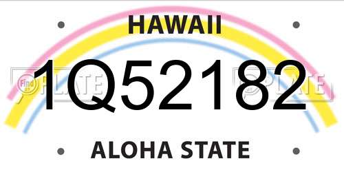 1Q52182 Hawaii License Plate