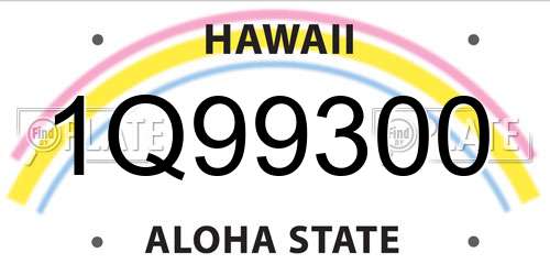 1Q99300 Hawaii License Plate