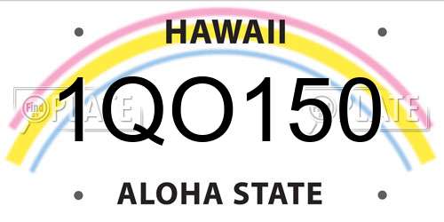 1QO150 Hawaii License Plate