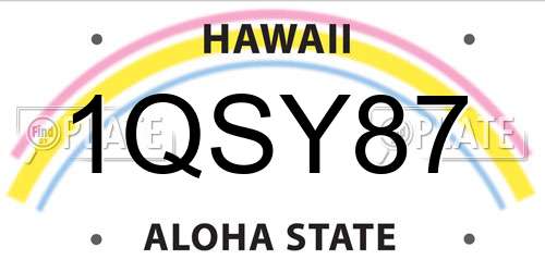 1QSY87 Hawaii License Plate
