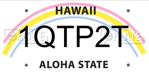1QTP2T Hawaii License Plate