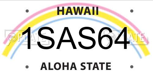 1SAS64 Hawaii License Plate