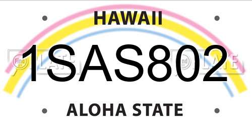 1SAS802 Hawaii License Plate