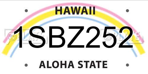 1SBZ252 Hawaii License Plate