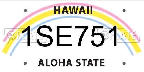 1SE751 Hawaii License Plate