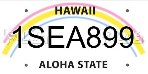 1SEA899 Hawaii License Plate