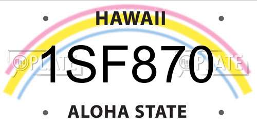 1SF870 Hawaii License Plate