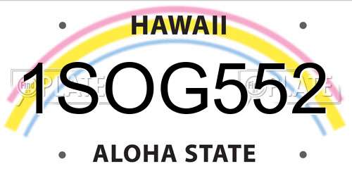 1SOG552 Hawaii License Plate