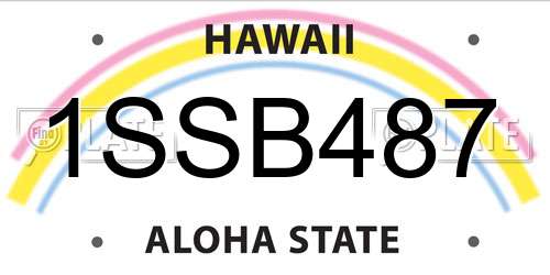 1SSB487 Hawaii License Plate
