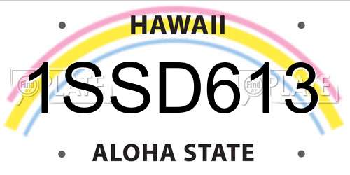 1SSD613 Hawaii License Plate