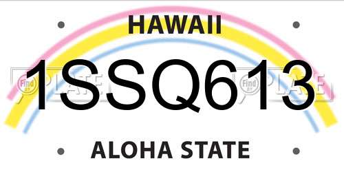 1SSQ613 Hawaii License Plate