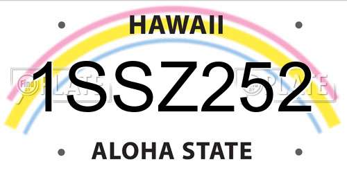 1SSZ252 Hawaii License Plate