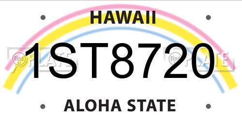 1ST8720 Hawaii License Plate