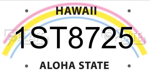 1ST8725 Hawaii License Plate