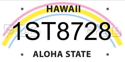 1ST8728 Hawaii License Plate