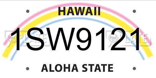1SW9121 Hawaii License Plate