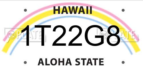 1T22G8 Hawaii License Plate