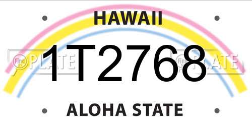 1T2768 Hawaii License Plate