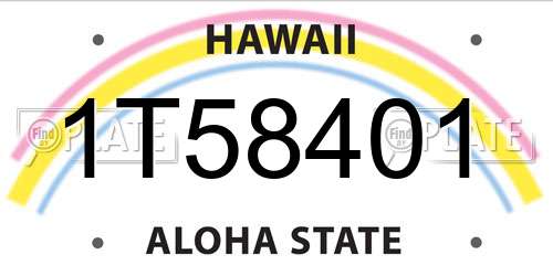 1T58401 Hawaii License Plate