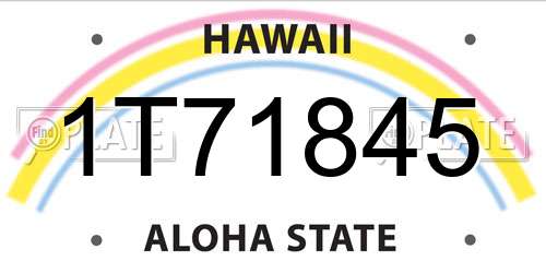 1T71845 Hawaii License Plate