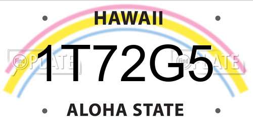 1T72G5 Hawaii License Plate