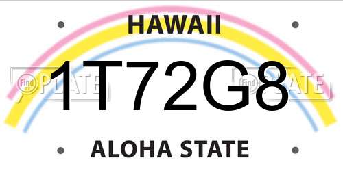 1T72G8 Hawaii License Plate