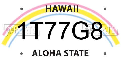 1T77G8 Hawaii License Plate