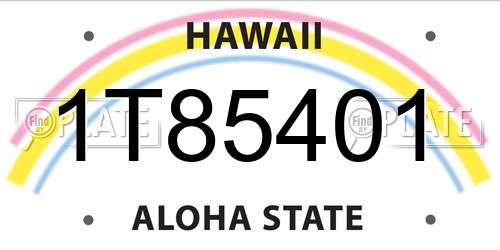 1T85401 Hawaii License Plate