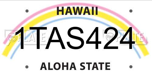 1TAS424 Hawaii License Plate