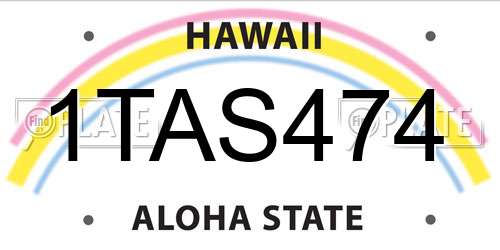 1TAS474 Hawaii License Plate