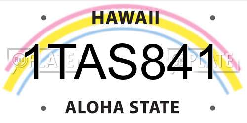 1TAS841 Hawaii License Plate