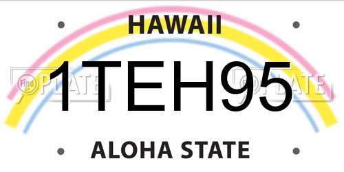 1TEH95 Hawaii License Plate