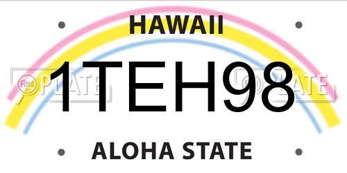 1TEH98 Hawaii License Plate