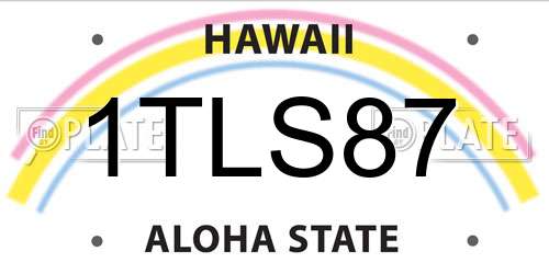 1TLS87 Hawaii License Plate