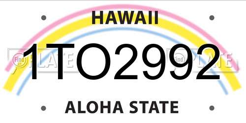 1TO2992 Hawaii License Plate