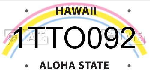 1TTO092 Hawaii License Plate