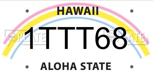 1TTT68 Hawaii License Plate