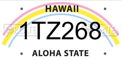 1TZ268 Hawaii License Plate