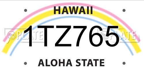 1TZ765 Hawaii License Plate