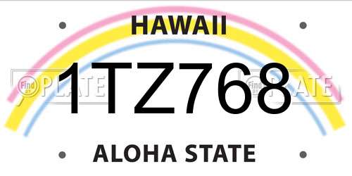 1TZ768 Hawaii License Plate