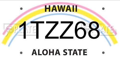 1TZZ68 Hawaii License Plate