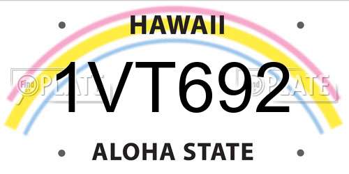 1VT692 Hawaii License Plate