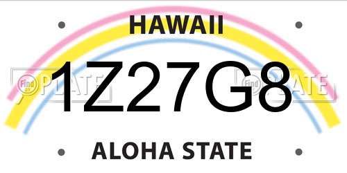 1Z27G8 Hawaii License Plate
