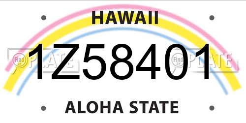1Z58401 Hawaii License Plate