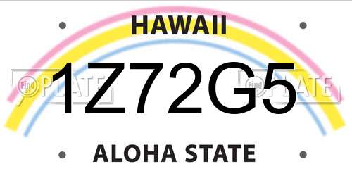 1Z72G5 Hawaii License Plate