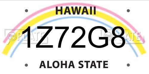 1Z72G8 Hawaii License Plate